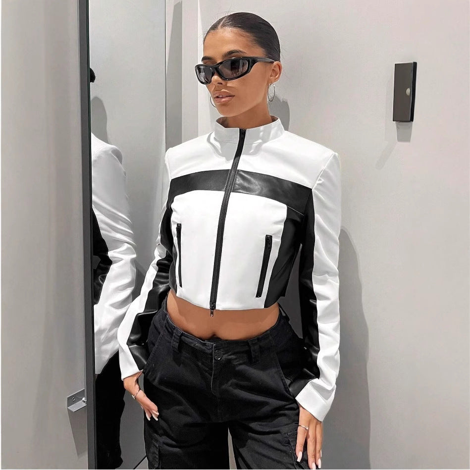 Black & White Contrast Moto Jacket