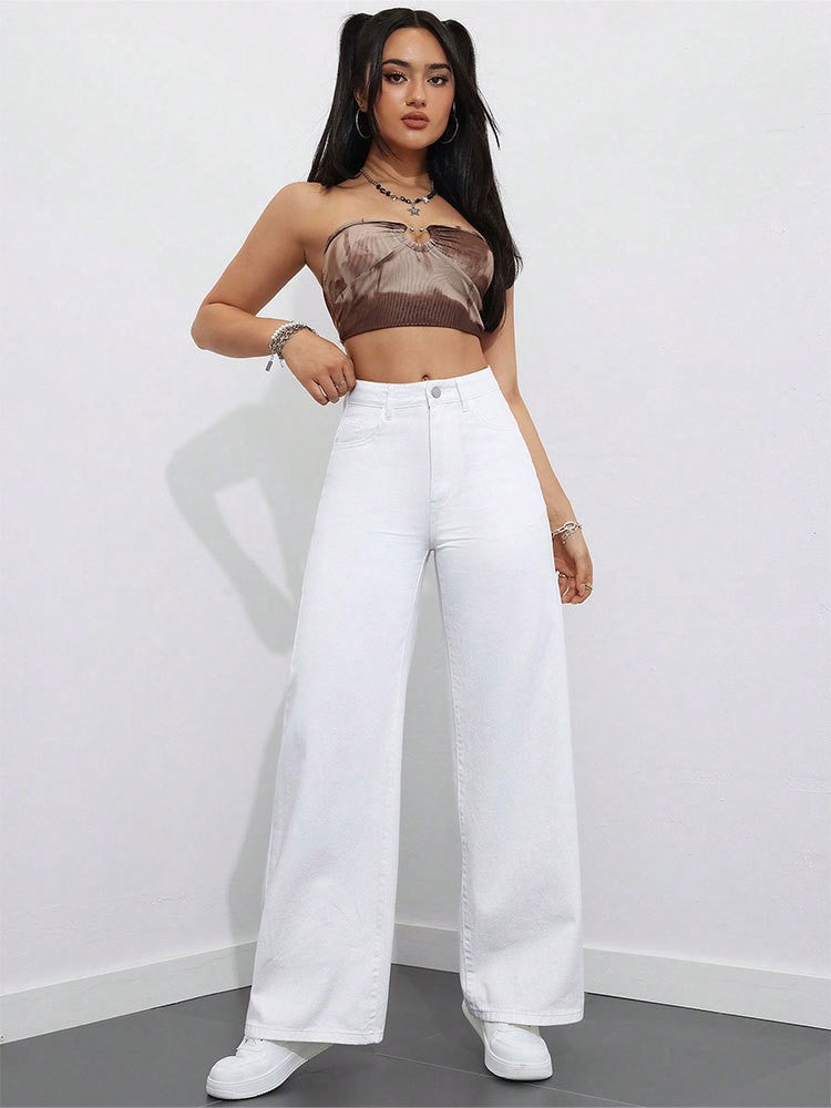 High-Rise Floor-Length Flared Jeans