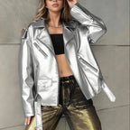 Boyfriend Fit Faux Leather Biker Jacket