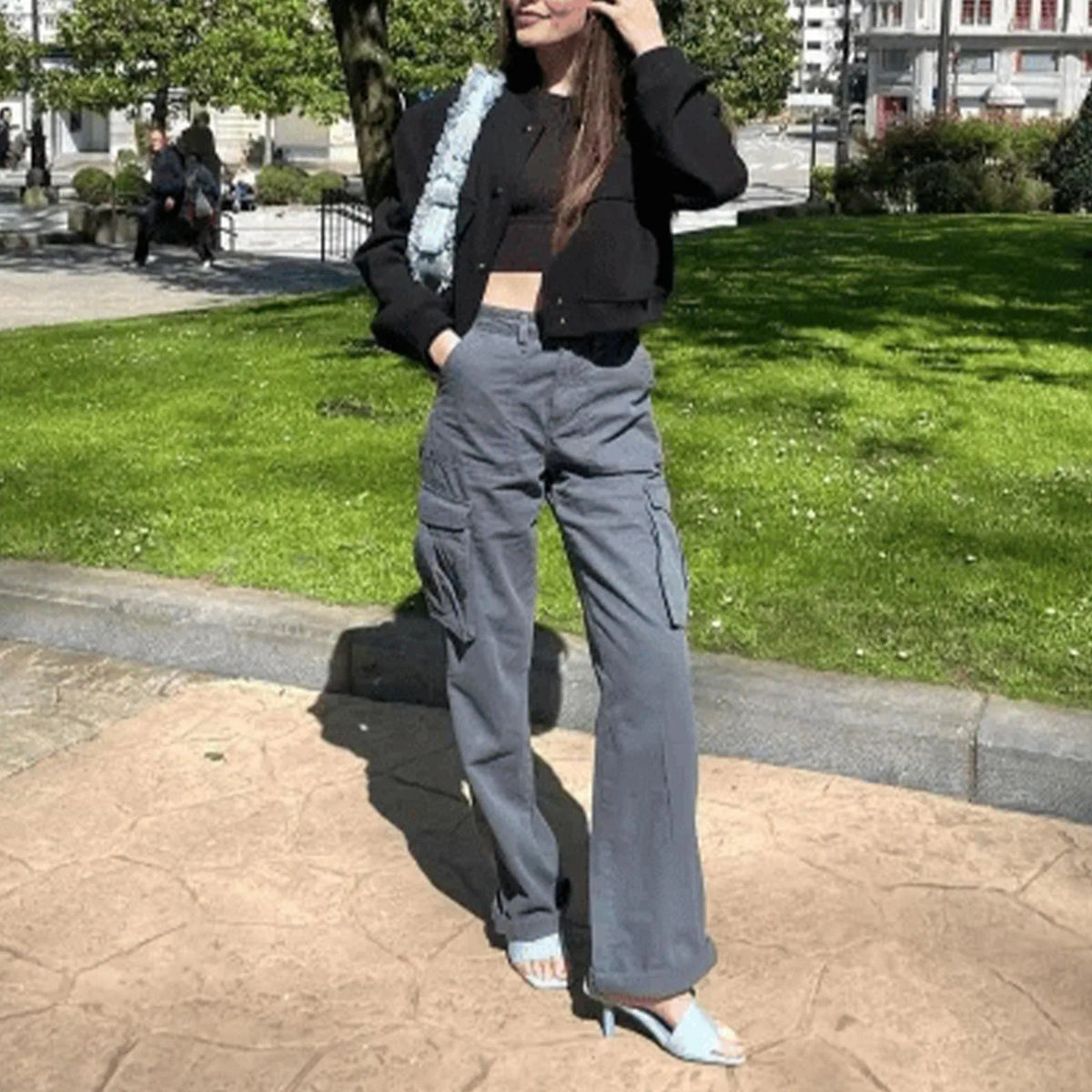 High-Waisted Adjustable Cargo Pants