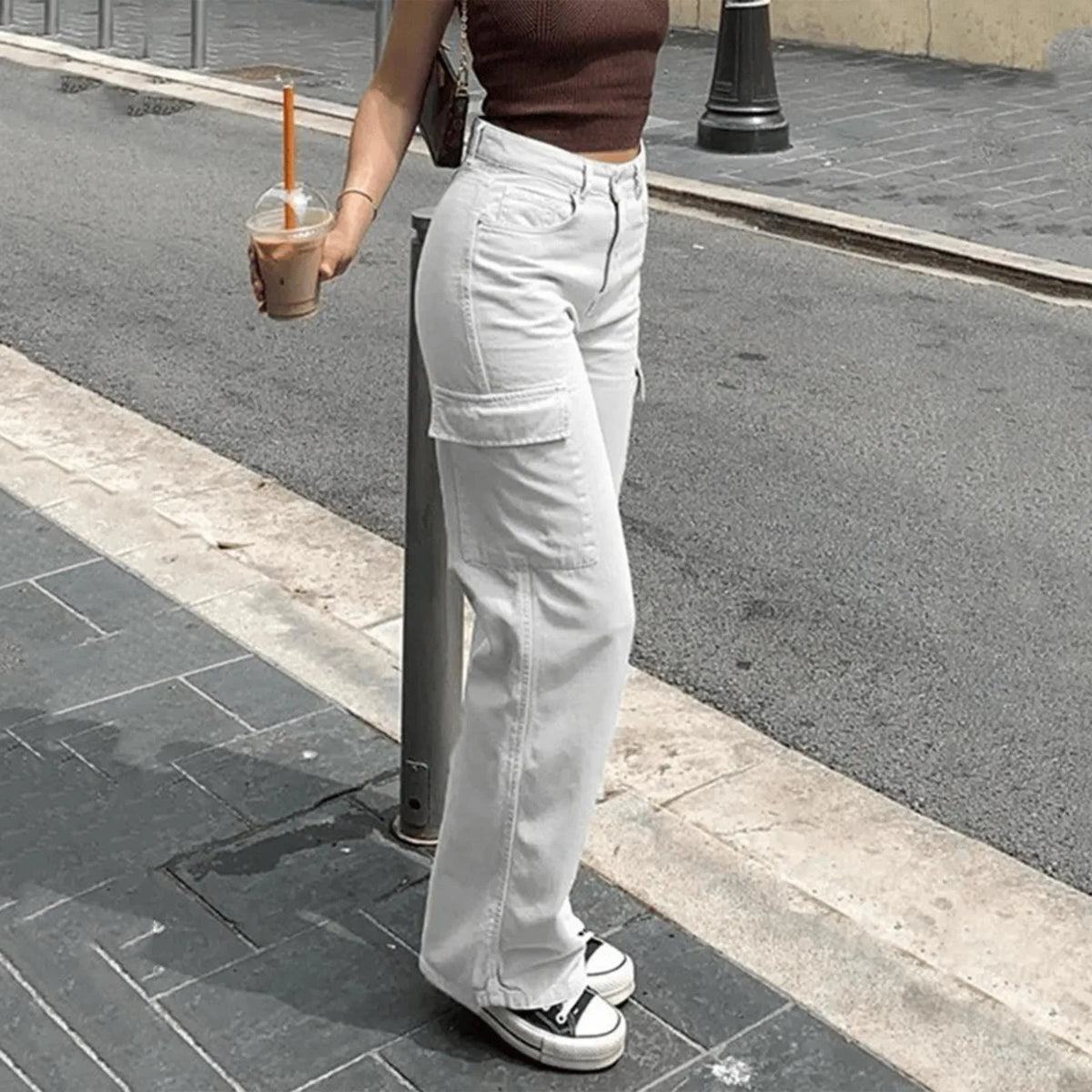 High-Waisted Adjustable Cargo Pants