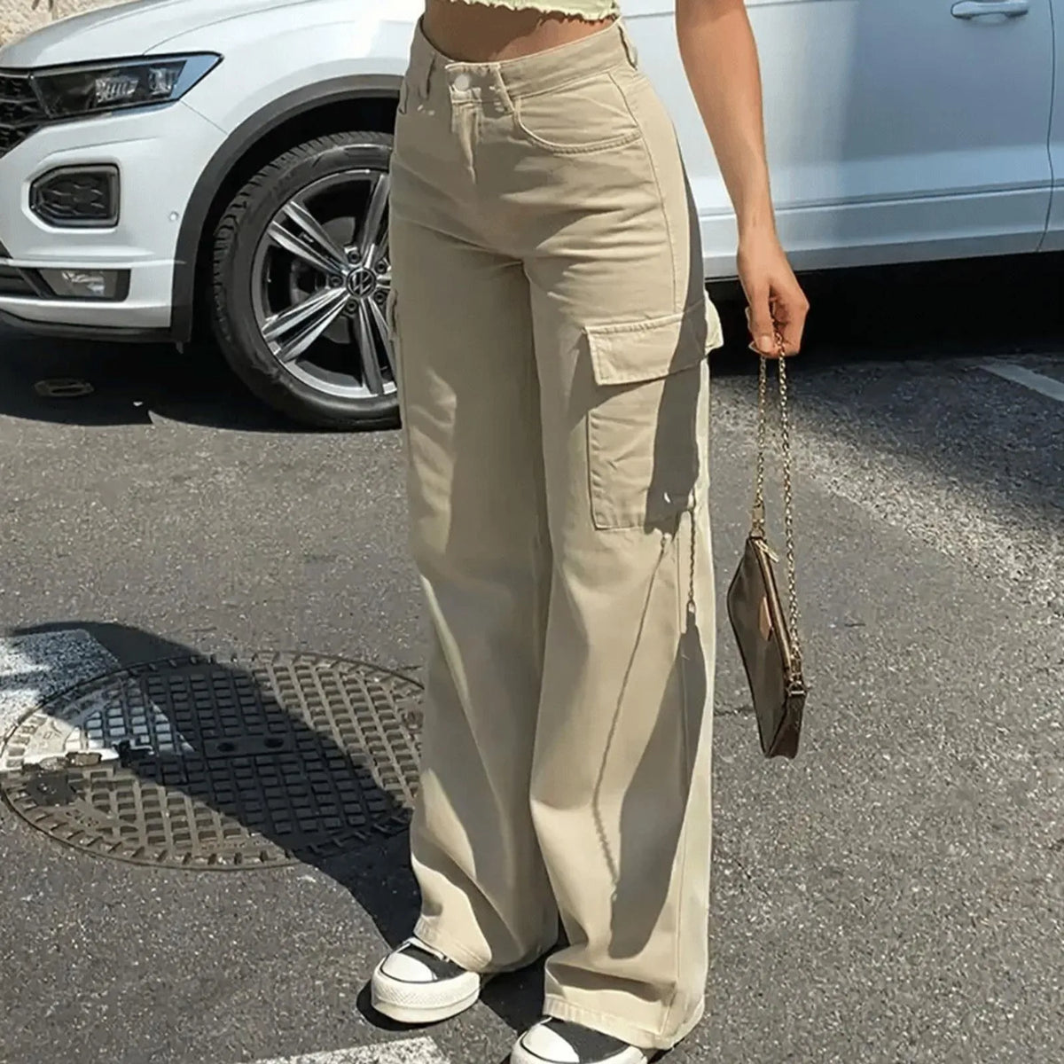 High-Waisted Adjustable Cargo Pants