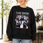 Classic Monsters Black and White Sweatshirt, Retro Vintage Horror Sweater