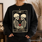 Skeleton The Lovers Sweatshirt, Tarot Card Gothic Moon Phases Rose Sweater