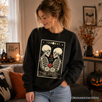Skeleton The Lovers Sweatshirt, Tarot Card Gothic Moon Phases Rose Sweater