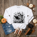 Gothic Reading Skeleton Sweatshirt, Floral Halloween Sweater for Spooky Bookworms