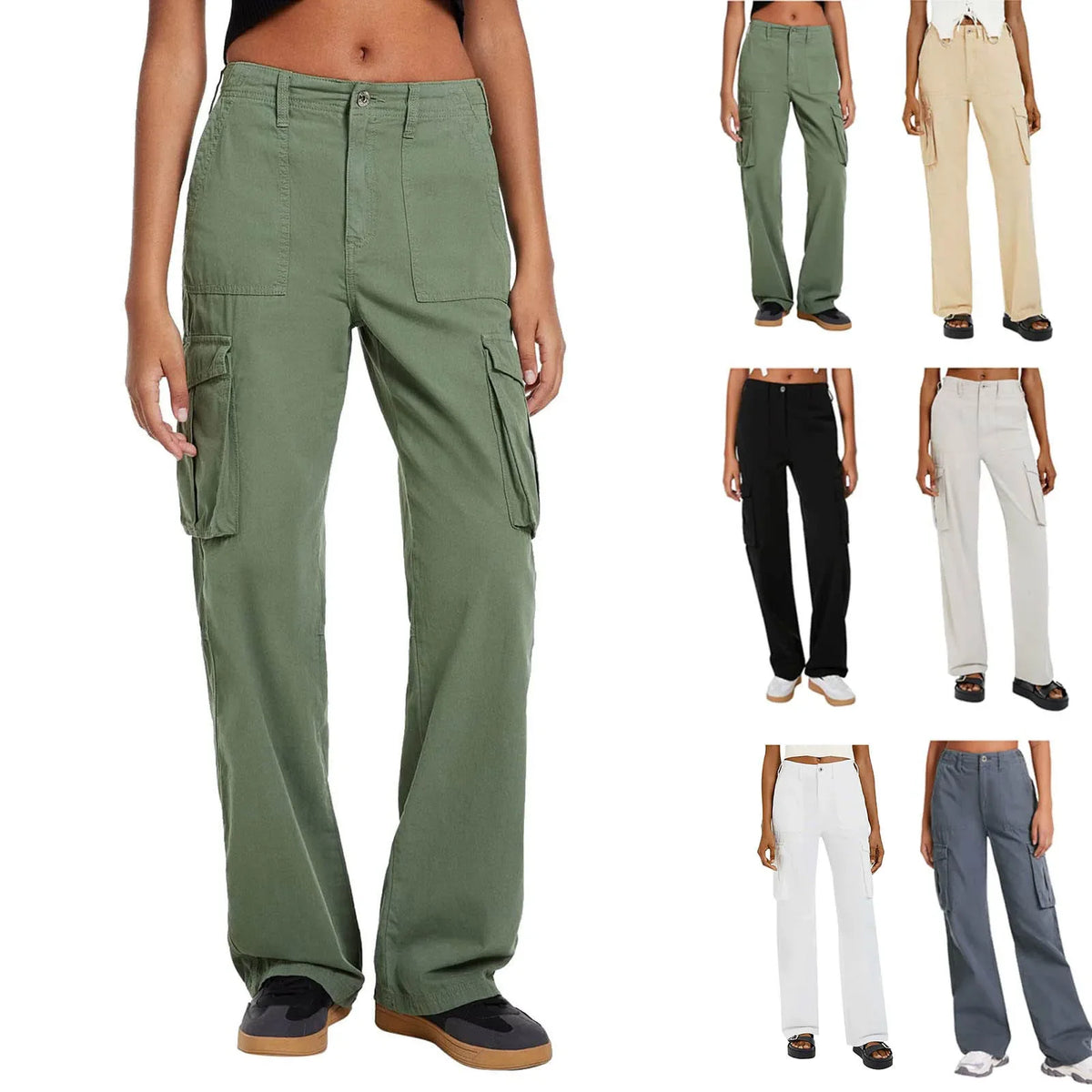 High-Waisted Adjustable Cargo Pants