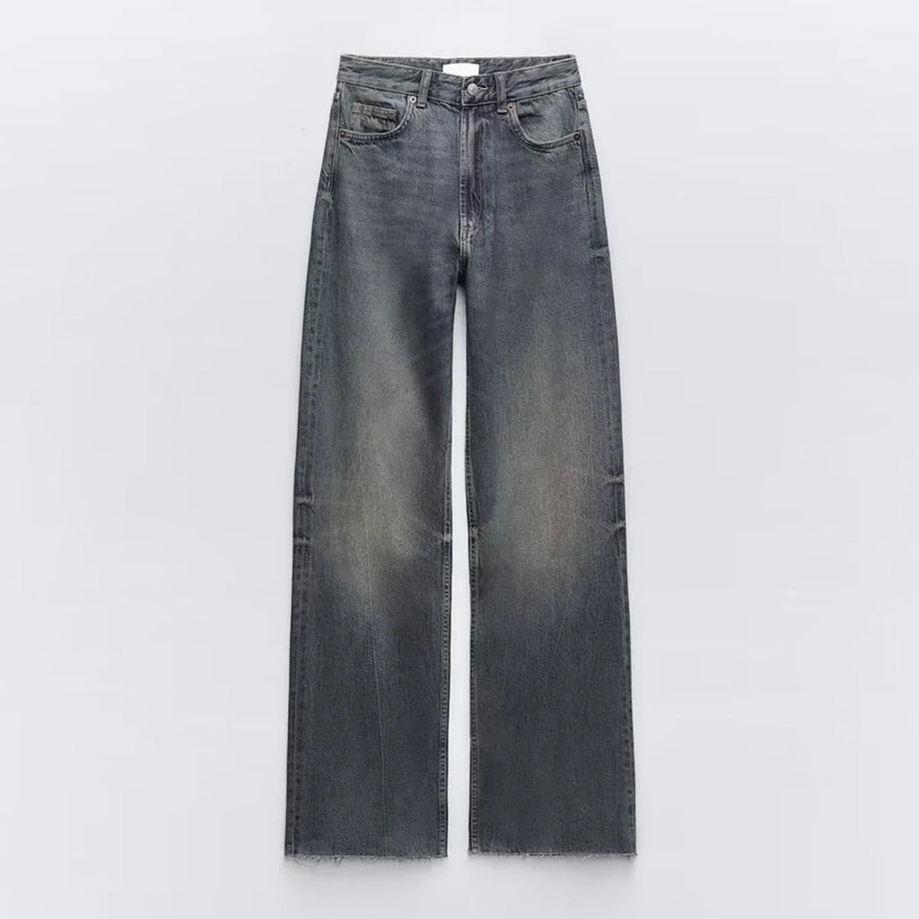 Women's High Waist Wide Leg Denim Pants