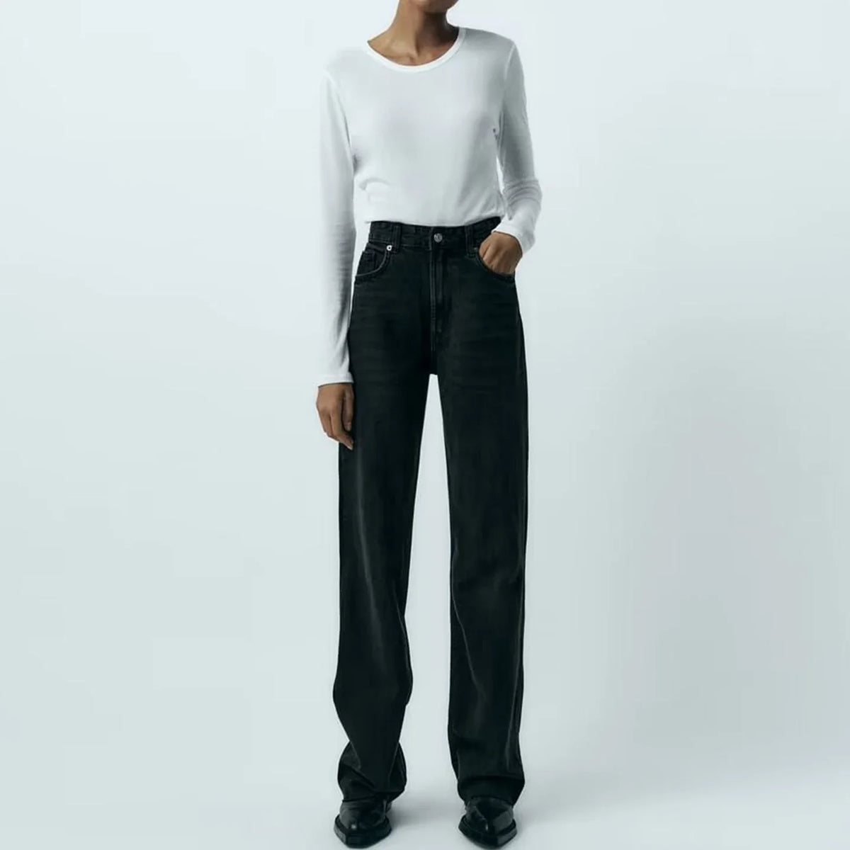 Women's High Waist Wide Leg Denim Pants