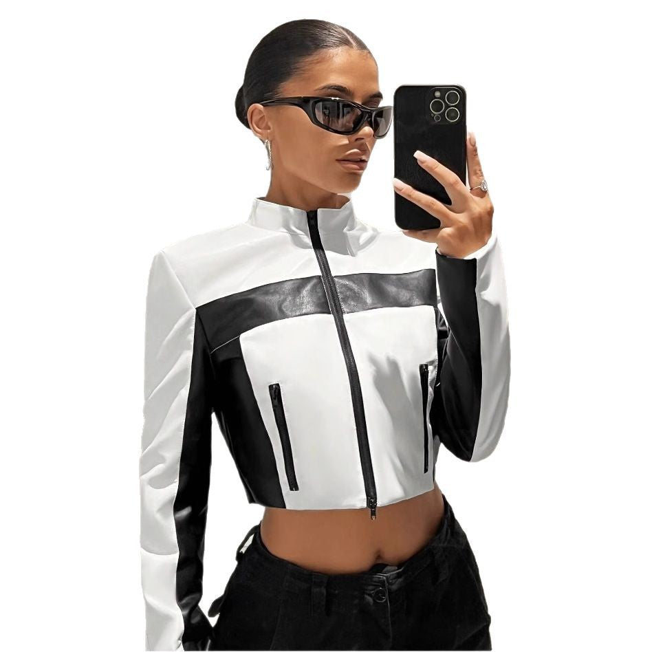 Black & White Contrast Moto Jacket