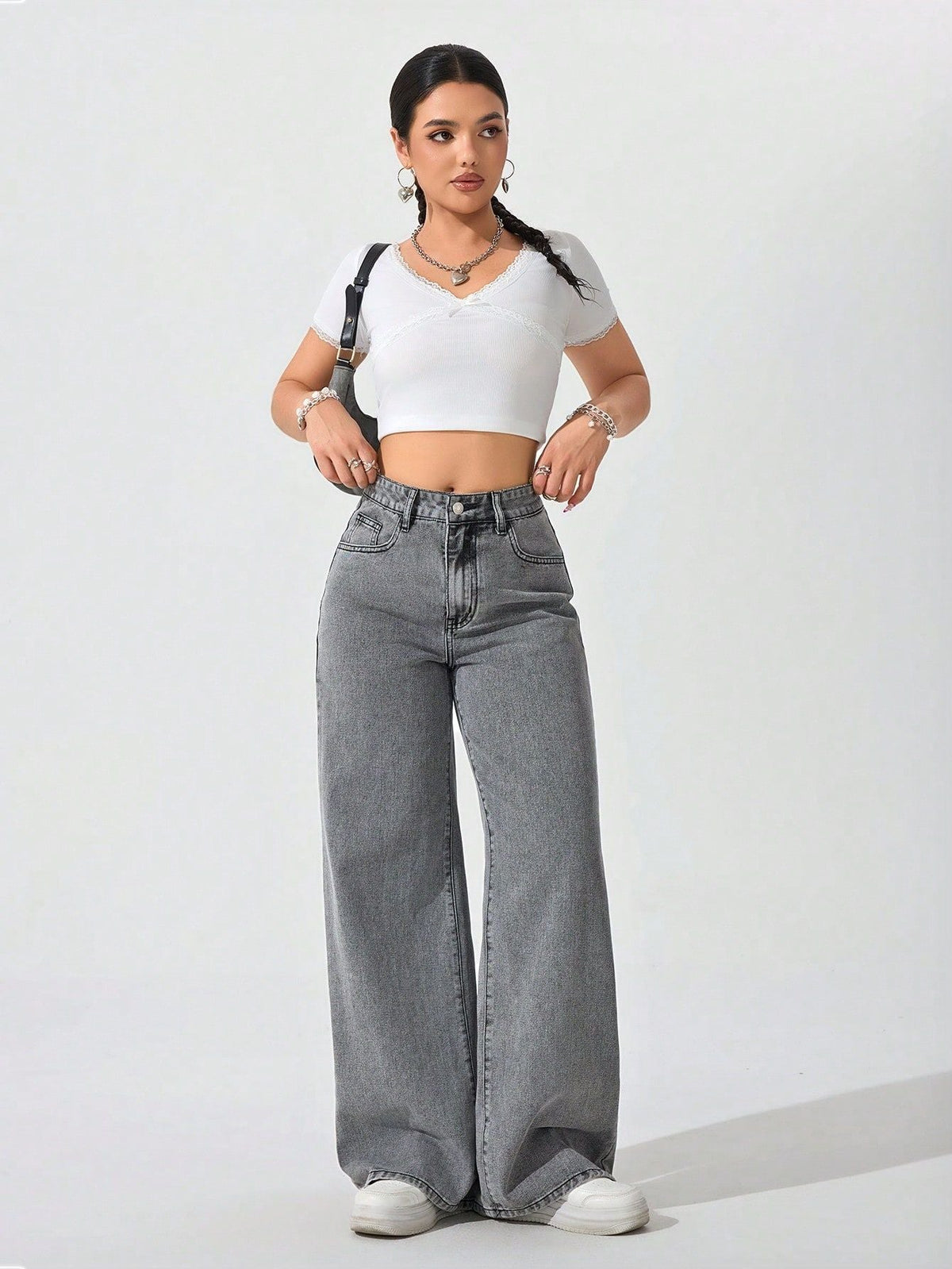 High-Rise Floor-Length Flared Jeans