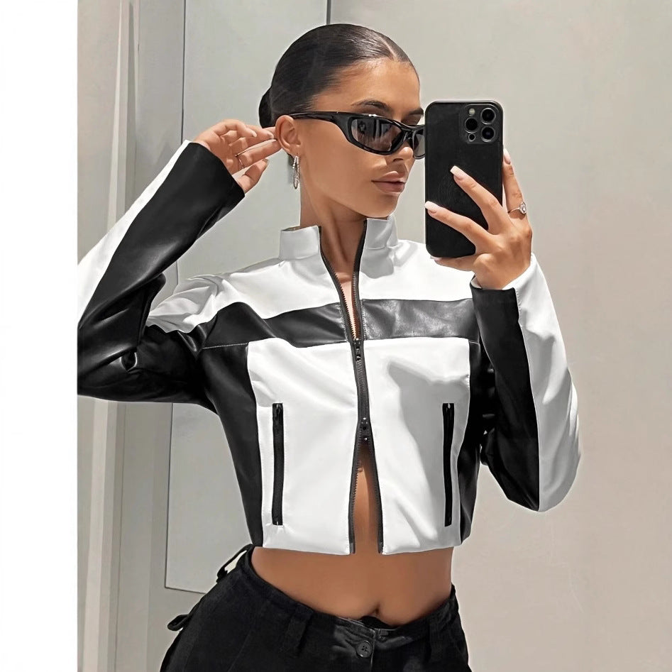 Black & White Contrast Moto Jacket