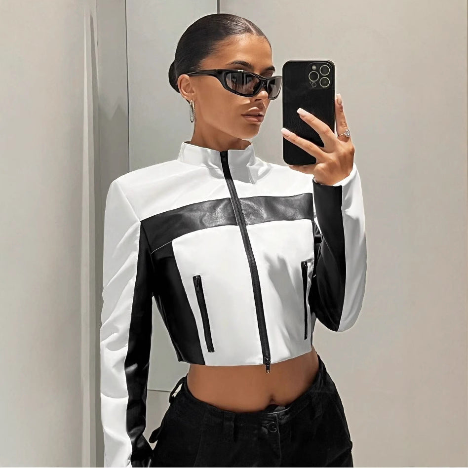 Black & White Contrast Moto Jacket