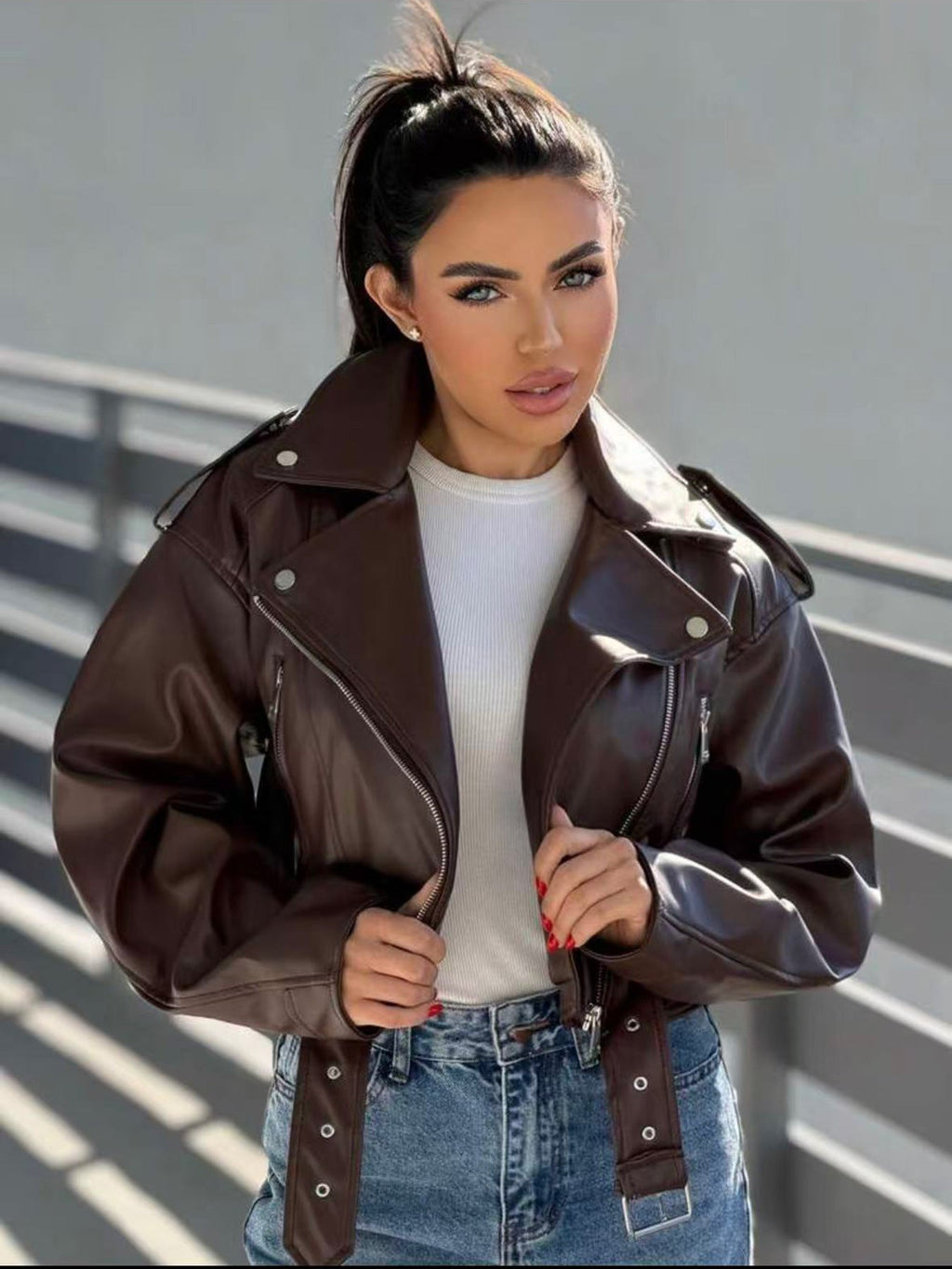 Faux Leather Moto Jacket