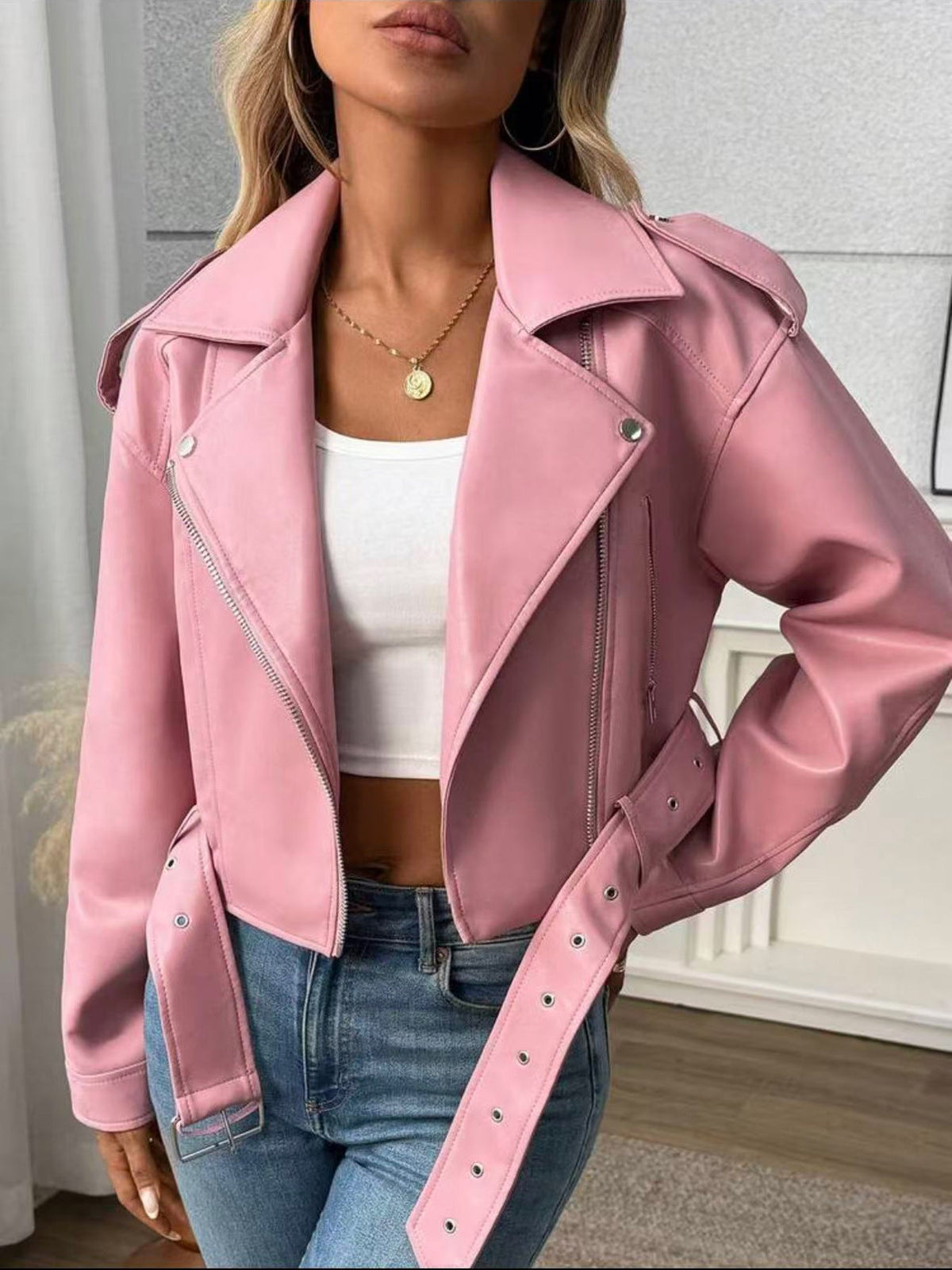 Faux Leather Moto Jacket