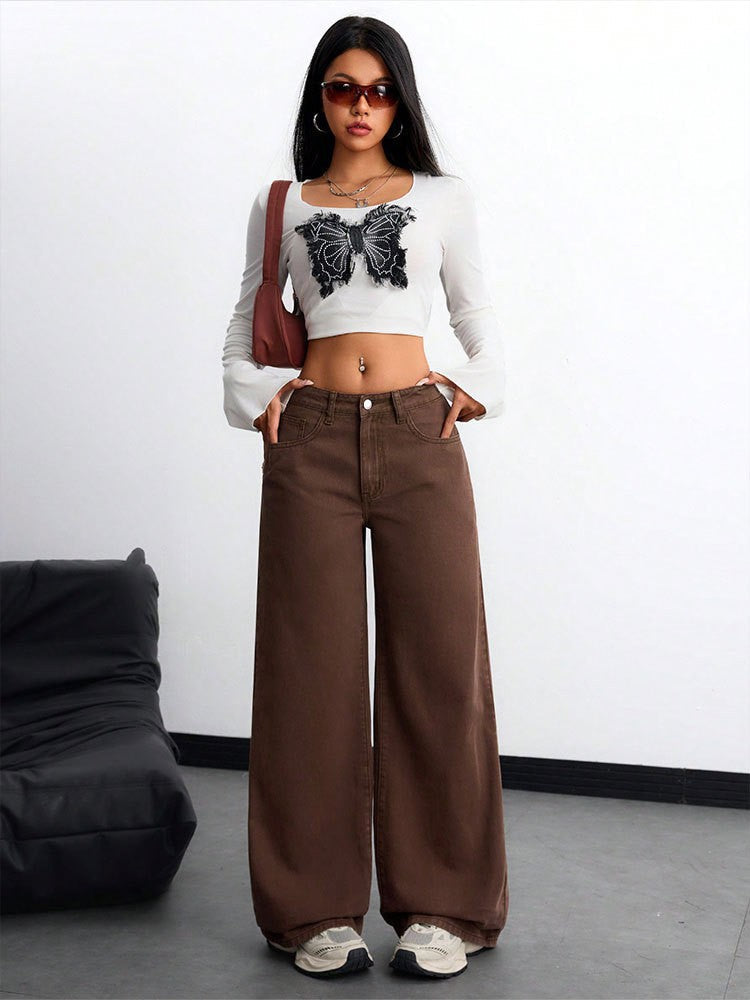 High-Rise Floor-Length Flared Jeans