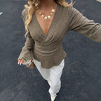 Asymmetrical Hem Flared Sleeve Top